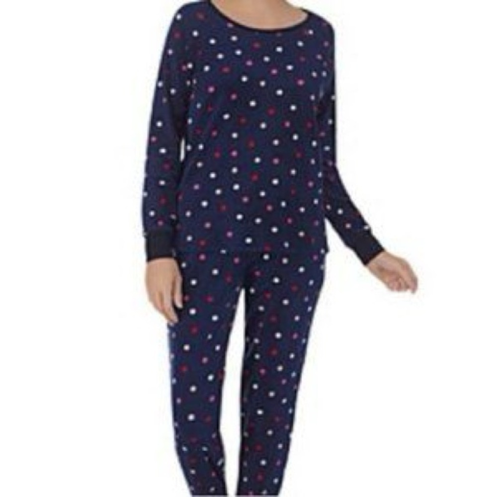 **SHIRT ONLY** Kate Spade Fleece Silky PJ Shirt | Blue and Multi Dot
